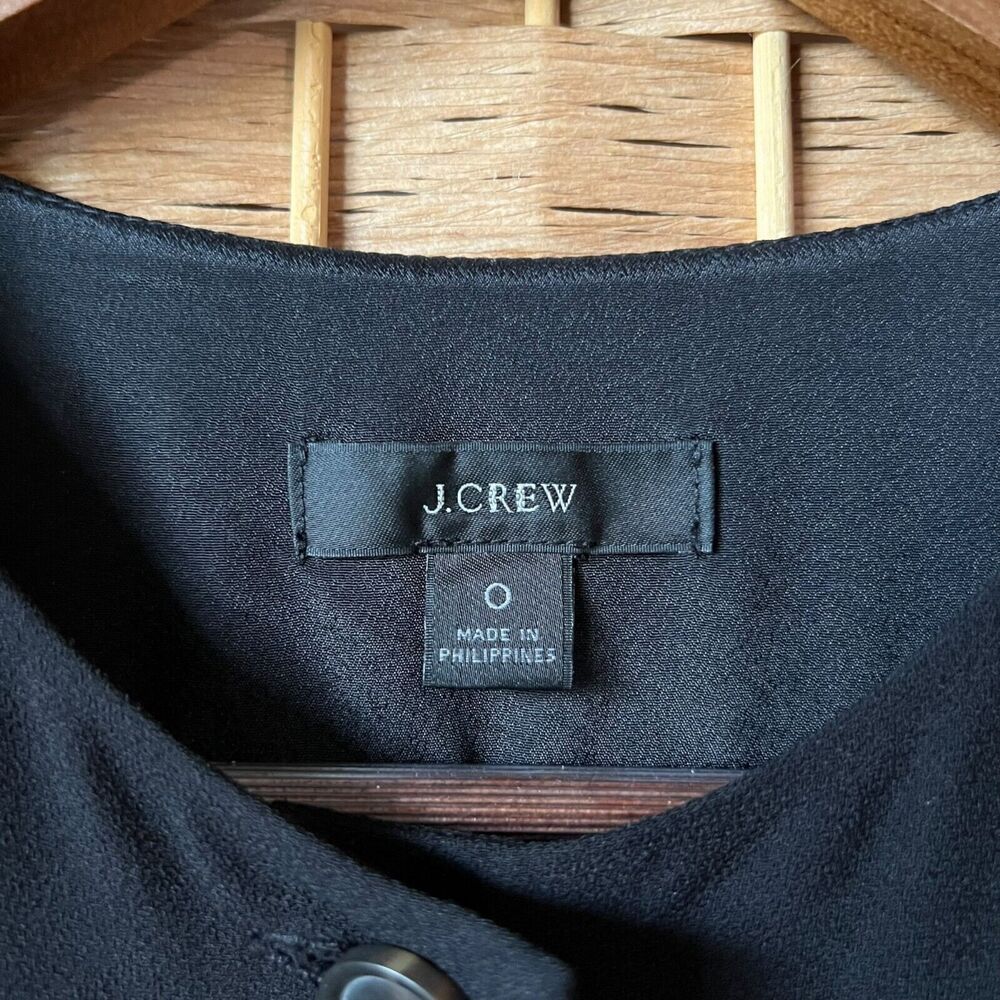 J Crew Button Front Cap Sleeve Black Dress Women's Size 0 - Picture 8 of 10